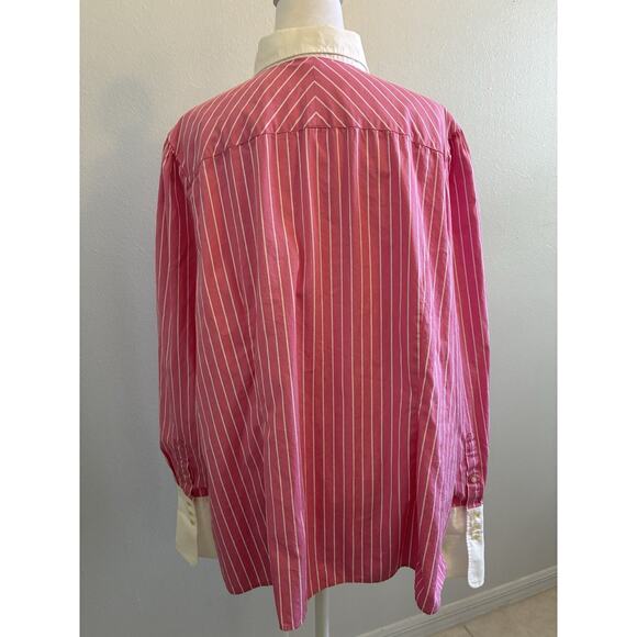 VTG ralph lauren Pink Stripe Pink button down White Cuff Preppy Dress Shirt 1X - Picture 15 of 16